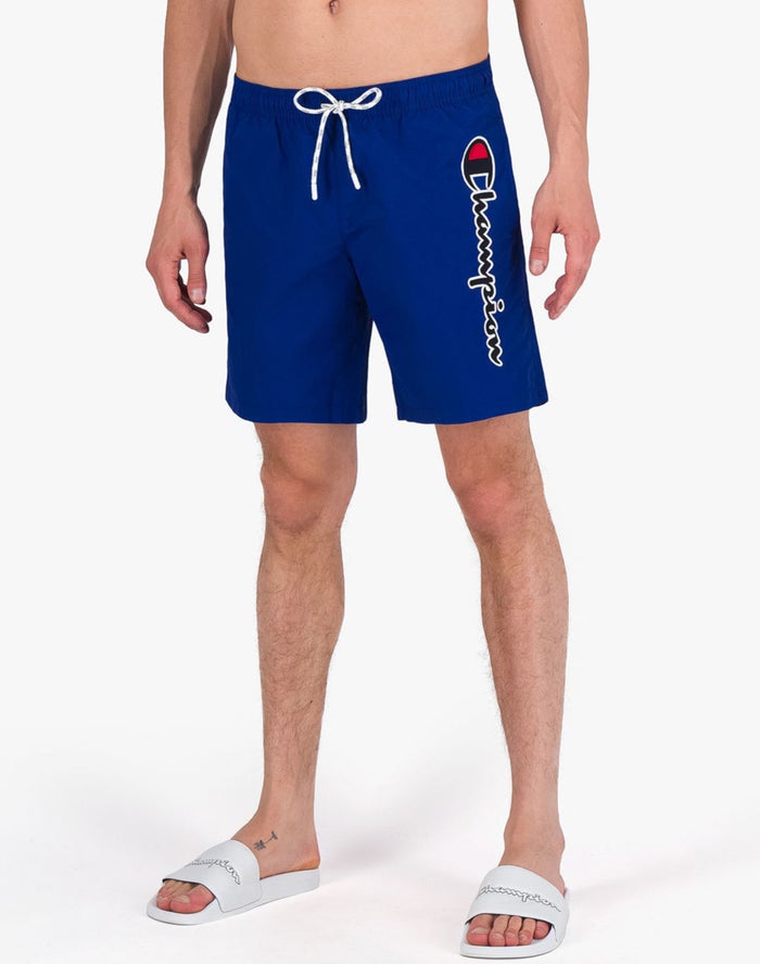 Champion Herre Shorts Blå - Board Vertical Script Logo - Danmark GLD-302658